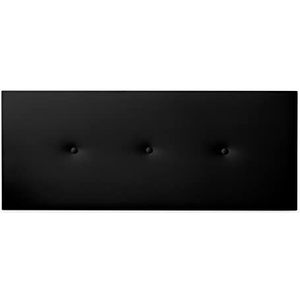 Duérmete Online Hoofdbord Premium, gevoerd, model Mailan, bekleding van hoogwaardig kunstleer, inclusief beslag en schroeven, hout, zwart, 145 x 60 cm (bed 135/140)