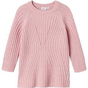 Gebreid Jurk - Platgebreid - Lange Mouwen - Ronde Hals - Loose Fit