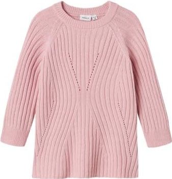 Gebreid Jurk - Platgebreid - Lange Mouwen - Ronde Hals - Loose Fit