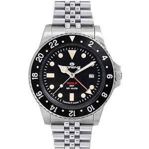 Lorenz 090001AA analoog kwarts horloge met roestvrij stalen armband, zilver-zwart