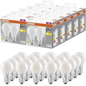 OSRAM BASE standard mat 60 LED-pære med E27-sokkel, klassisk pæreform, 2-pak, 6,5W, 806lm, 2700K, varmt hvidt lys, lav varmeydelse, lang levetid, lavt energiforbrug