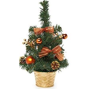 Heitmann Deco Gedecoreerde kerstboom - kleine kunstmatige dennenboom met sieraden - goud, koper - kunststof boom