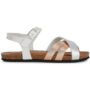 Geox J Chilene Gir Sandalen voor meisjes, Wit-rosgoud., 30 EU