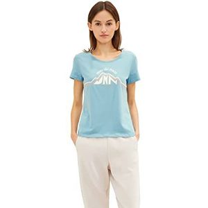 TOM TAILOR Denim Dames T-shirt met skiprint 1034242, 30271 - Bright Reef Blue, M