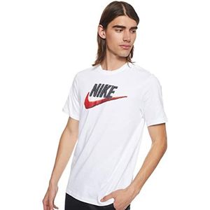 Nike M NSW Tee merk Mark T-shirt met korte mouwen voor heren, wit/zwart/(Habanero Red), maat 4XL