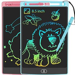 JOEAIS LCD-Schrijfbord 2-Pack, 8,5-Inch Tekentablet Met Styluskoord, Digitale Notitieblokactiviteit Voor Kinderen In Het Vliegtuig, Perfecte Cadeau-Tekentafel Voor Jongens En Meisjes (Roze+Blauw)