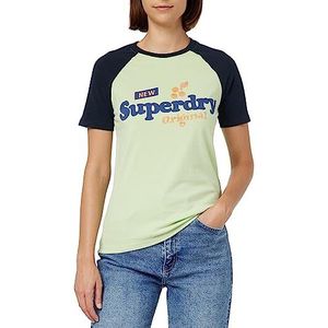 Superdry Vintage Cooper Classic Rgn T-shirt voor dames, schuimgroen/marineblauw, 40