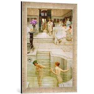 Ingelijste afbeelding van Sir Lawrence Alma-Tadema A Favourite Custom, kunstdruk in hoge kwaliteit handgemaakte fotolijst, 40x60 cm, zilver Raya