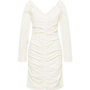 faina Damesjurk met geborduurd gat 19223100-FA01, wit, XS, Jurk met borduursel op de gaten, XS