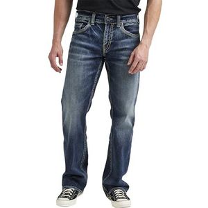 Silver Jeans Co. Zac Relaxed Fit jeans met rechte pijpen voor heren, Medium Indigo, 31W / 32L