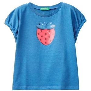 United Colors of Benetton T-shirt voor meisjes en meisjes, Blauw, 1 jaar