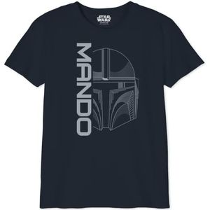 Star Wars Mandalorian - Mando Icon and Logo BOSWMANTS070 T-shirt voor jongens, marineblauw, maat 10 jaar, Marineblauw, 10 Jaar