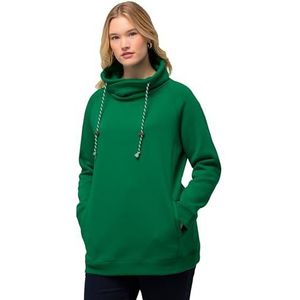 Ulla Popken Dames Basic tweekleurig koord sweatshirt, smaragdgroen, regular, smaragdgroen
