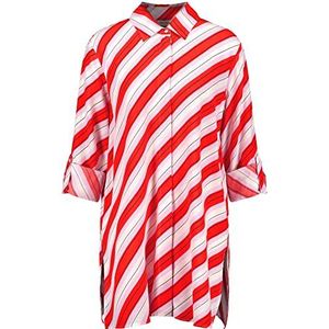 Gerry Weber Dames 160015-31412 blouse, ecru/wit/rood/oranje strepen, 48, ecru/wit/rood/oranje strepen, 48