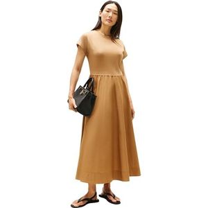 Tommy Hilfiger - Modern Cody Midi Mix - Jurk - Uitlopende - Donkerblauw