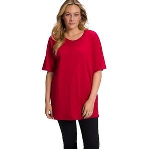 Ulla Popken Basic T-shirt met ronde hals voor dames, papaver, 66-68