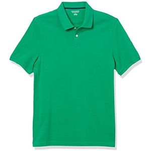 Amazon Essentials Men's Poloshirt van piqué-katoen met slanke pasvorm, Groen, XS