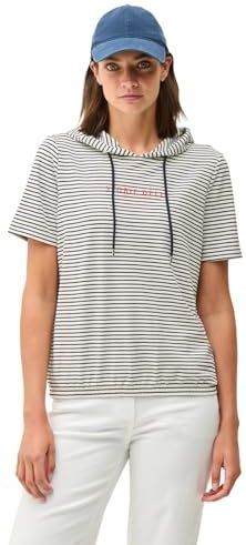 Cecil Dames Gestreepte hoodie met glitter in Wit, Gr: L