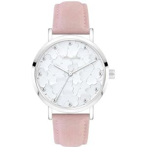 Tamaris Analoog kwartshorloge voor dames met leren armband TT-0181-LQ, zilver