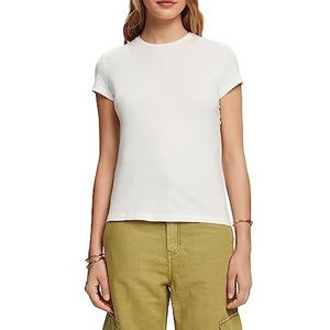 ESPRIT T-shirt met ronde hals, 100% katoen, off-white, XS