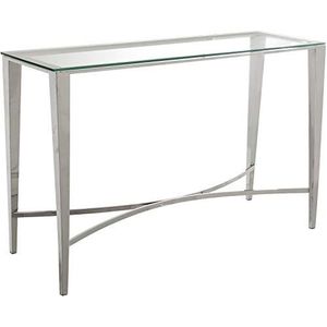DRW salontafel van metaal en glas, verchroomd, 120 x 40 x 74 cm