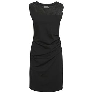 KAFFE Cocktailjurk voor dames, ronde hals, kant, detail, boven, knie, lengte mouwloos, Black Deep, L