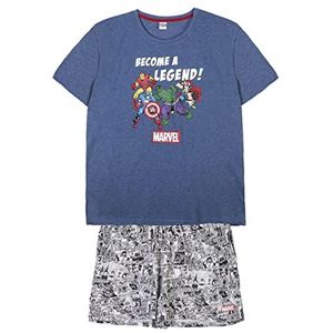 CERDÁ LIFE'S LITTLE MOMENTS Set met korte mouwen voor heren, tweedelig, T-shirt en pyjama, met de Avengers-figuren [The Avengers], officieel Marvel-gelicentieerd product, maat XL, grijs