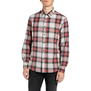 Replay Herenoverhemd regular fit, 010 Natural White/Red/Black, XL
