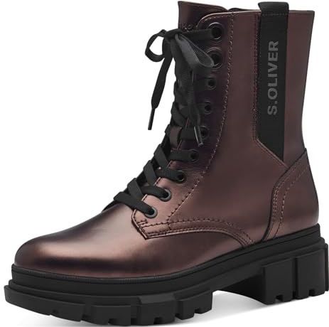 s.Oliver Dames Lace Boot Flat 5-25221-43 Enkellaarsjes, Brons metaal, 41 EU