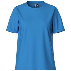 Pcria Ss Fold Up Solid Tee Noos Bc, azuurblauw, S