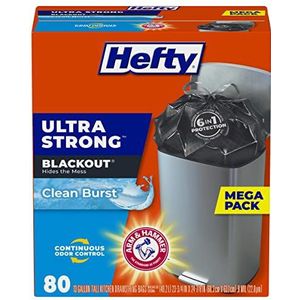 Hefty Ultra sterke hoge keuken prullenbak zakken, black-out, schone burst, 13 gallon, 80 Count-1