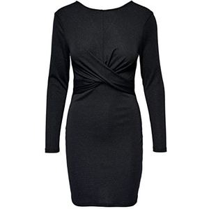ONLY Dames Onlnew Queen L/S Glitter Box JRS Dress, zwart/detail: sodalite metallic, L