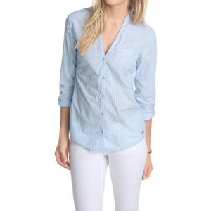 ESPRIT Dames Loose Fit overhemd 054EE1F004 in strepen-look, meerkleurig (Skyblue 481), 42