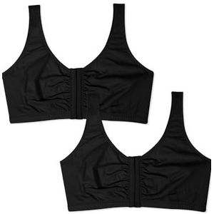 Fruit of the Loom Women's Front Close Builtup Sports Bra, Black/Black, 46