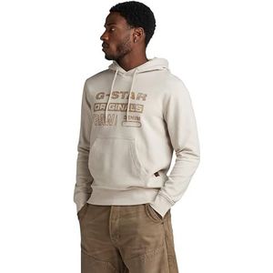 G-STAR RAW Distressed Originals Hooded Sweat, Beige (Whitebait D24414-d562-1603), XS