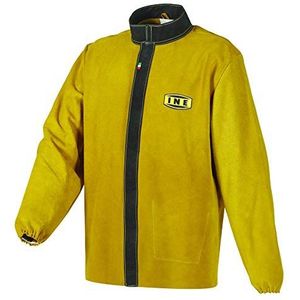 INE PRSC101A professionele leren jas, veelzijdig inzetbaar, tegen warmte en spatten, maat 50/M, geel, M/50