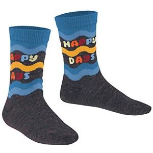 FALKE Colourful Mind sokken, uniseks, kinderen, katoen, zijde, blauw, beige, grijs, fantasiemotief, halve bol, 1 paar, blauw (Navy Mel. 6127), 23-26