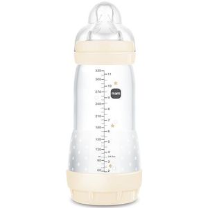 MAM Easy Start Anti-Colic A125 Gepatenteerde Antocoliekfles met zuiger, 3 van SkinSoftTM siliconen voor baby's vanaf 4 maanden, 320 ml, neutraal, 1 stuks, zelfsteriliseerbaar in 3 minuten
