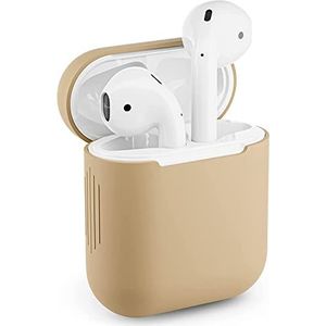 Beschermhoes voor Apple Airpods 1 & 2, silicone case, airpod hoes, precies passend (lichtbruin)