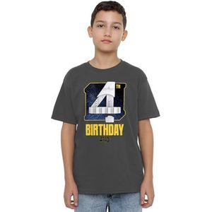 mandarin creative ltd Star Wars Stormtrooper 4th Birthday Space unisex kinder-T-shirt, donkergrijs, 5-6 jaar, Donkergrijs, 5-6 jaar