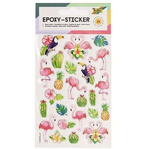 folia 16304 - epoxy - sticker Tropical, driedimensionale stickers, 24 stuks, ideaal voor het versieren van wenskaarten, knutselwerk en scrapbooking