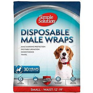Simple Solution Wegwerpbare hondenluiers voor mannen honden | mannen wraps met super absorberende lekvrije pasvorm | Excitable urinatie, incontinentie of mannelijke markering | klein | 30 count