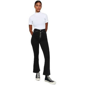 Trendyol Flare jeans met hoge taille en wijde pijpen voor dames, Zwart, 58