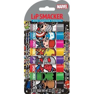Lip Smacker Marvel Collection, The Avengers Party Pack, 8 Gearomatiseerde Lippenbalsems voor Kinderen Geïnspireerd door Avengers Superhelden, Hydraterend en Verfrissend