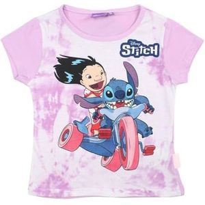Disney - T-shirt voor meisjes, bedrukt Lilo en Stitch, van katoen, paars, Mauve, 3 Jaren