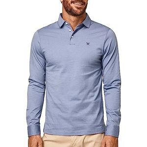 Hackett London Heren Alcantara TRM JSY LS Polo Shirt, Chambray, XL