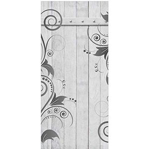 posterdepot Deurbehang deurposter houten deur met snurkpatroon - afmeting 93 x 205 cm, 1 stuk, grijs, ktt0311a