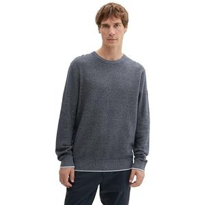 TOM TAILOR Basic herentrui met ronde hals, 36089 - Navy Blue Multicolor, L