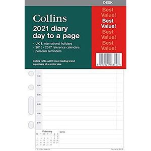 Collins 2021 dag-naar-pagina navulling voor bureaugrootte persoonlijke organizer (7 ringmechanisme)