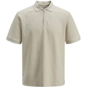 JACK & JONES Jjeaustin Zip Polo Ss Noos Pls - Plus Size, maanbeam, 3XL
